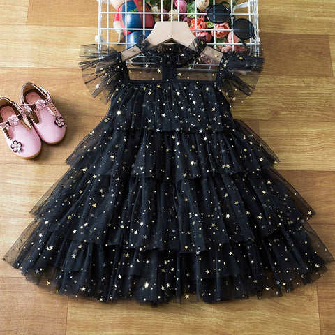 Girl Sequin Rainbow Princess Dress 3 6 8 Yrs Fancy Kids Unicorn Mesh Party Cake Clothes Toddler Girl Summer New Birthday Costume