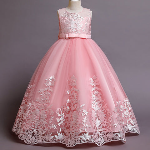 Girl Summer Lace Princess Dress Children Floral Gown Bow Dresses For Girls Clothing Kids Birthday Party Tutu Custome Vestidos