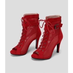 Sandals Hollow Mesh Heels women's Shoes Summer 2022 Trend Black Lace-Up Sexy Peep Toe Boots Stilettos Jazz Dance Female Shoes