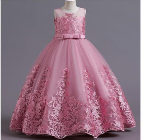 Girl Summer Lace Princess Dress Children Floral Gown Bow Dresses For Girls Clothing Kids Birthday Party Tutu Custome Vestidos