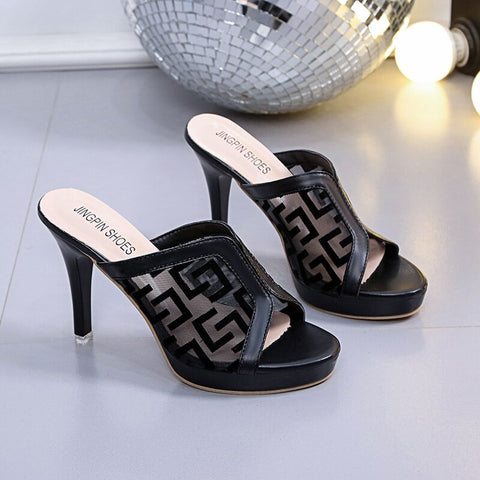 Woman Summer Genuine Leather Sandals Gold Open Toe Sandal Lace Dress Shoes Womens High Heels Sandals Pumps Ladies Shoes