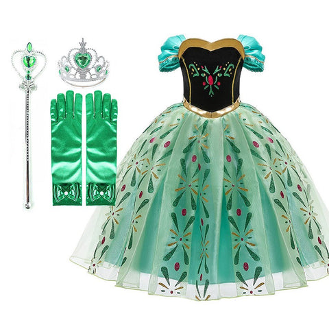 Little Girls Princess Dress Children Anna Costume for Carnival Kids Snow Queen Holiday Birthday Party Dress Girl Fancy Clothes