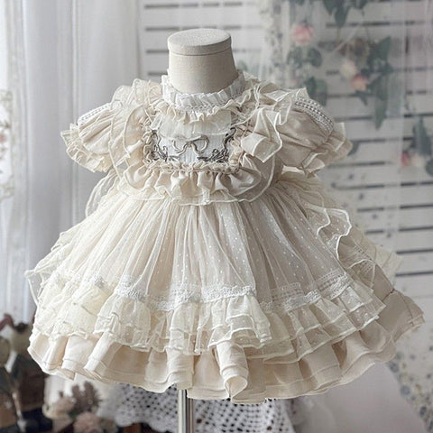 Girls Party Dresses Lolita Style  square collar Ball Gown Puff Sleeve Clothing for girls  Dress for baby Children"s Clothing