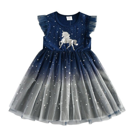 Girls Clothes 2023 New Summer Princess Dresses Flying Sleeve Kids Dress Unicorn Party Baby Dresses for Children Clothing 3-8Y