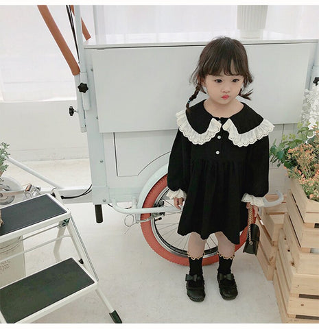 Girls Summer Dress Solid Color Girl Child Dress Long Sleeve Children Party Dresses Casual Style Costumes For Girls