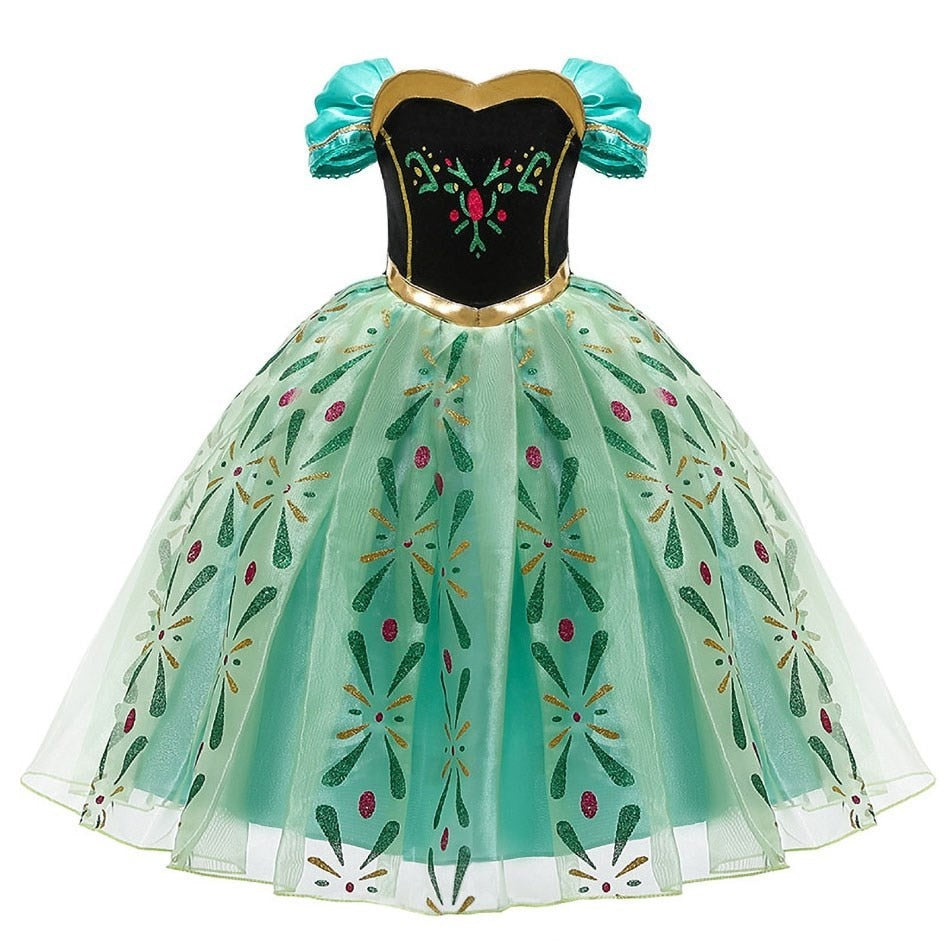 Princess Dress for Girl Anna Elsa Costume Snow Queen Rapunzel Belle Cinderella Jasmine Fancy Disguise Children Halloween Clothes