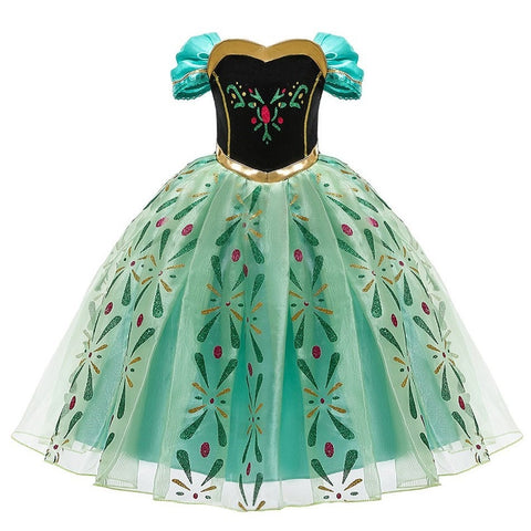 Princess Dress for Girl Anna Elsa Costume Snow Queen Rapunzel Belle Cinderella Jasmine Fancy Disguise Children Halloween Clothes
