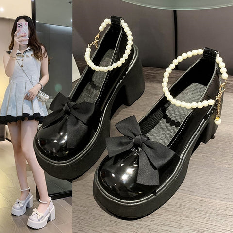 Lolita Shoes Women Japanese Girl Platform Black High Heels Fashion Mary Jane Chunky Platform Shoes Cosplay Female Sandals