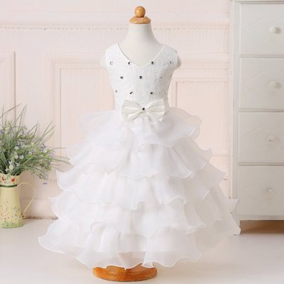 Flower Party Dress for Girl Sleeveless Elegant Birthday Princess Tutu Gown Wedding Evening Formal Prom Kid's Dresses for 3-10 Yr