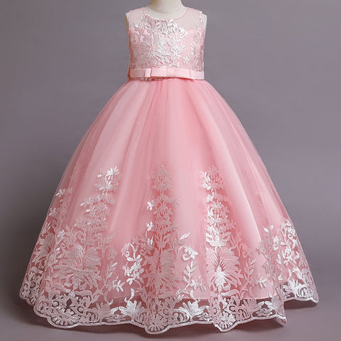 Girl Summer Lace Princess Dress Children Floral Gown Bow Dresses For Girls Clothing Kids Birthday Party Tutu Custome Vestidos