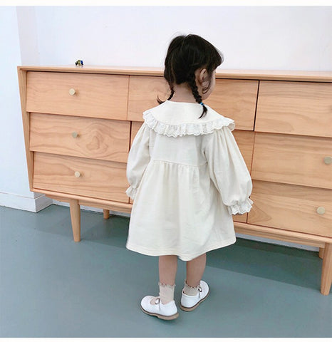 Girls Summer Dress Solid Color Girl Child Dress Long Sleeve Children Party Dresses Casual Style Costumes For Girls
