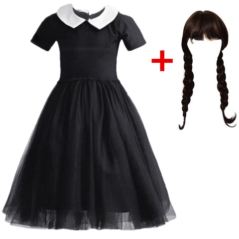 Wednesday Costume For Girls 2023 New Fancy Princess Dress Up For Kids Girls Tulle Party Dresses Carnival Cosplay Costumes