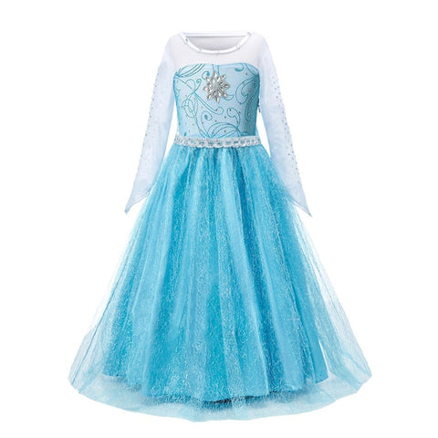 Princess Dress for Girl Anna Elsa Costume Snow Queen Rapunzel Belle Cinderella Jasmine Fancy Disguise Children Halloween Clothes
