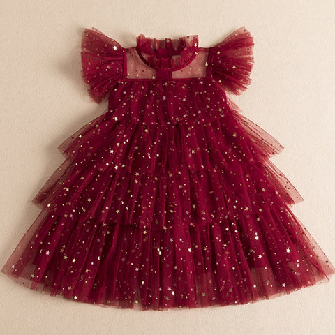 Girl Sequin Rainbow Princess Dress 3 6 8 Yrs Fancy Kids Unicorn Mesh Party Cake Clothes Toddler Girl Summer New Birthday Costume