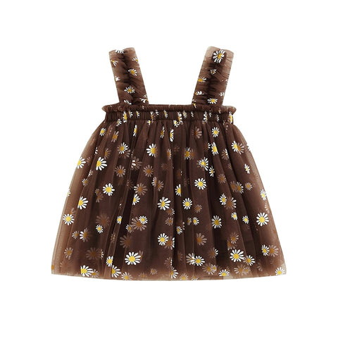 Toddler Dress Kids Girls Party 2023 Summer Sleeveless Daisy Floral Tutu Dress Layered Tulle Dress Princess Birthday Dresses