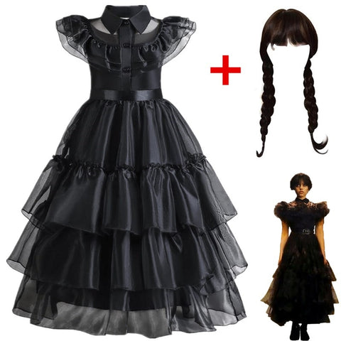 Wednesday Costume For Girls 2023 New Fancy Princess Dress Up For Kids Girls Tulle Party Dresses Carnival Cosplay Costumes