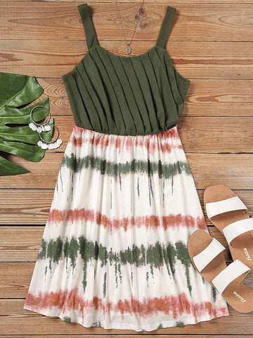 Loose Casual Summer Tie Dye Ruffled Sleeveless Mini Dress Women Spaghetti Strap Dresses Women Clothing Bodycon Vestidos Female