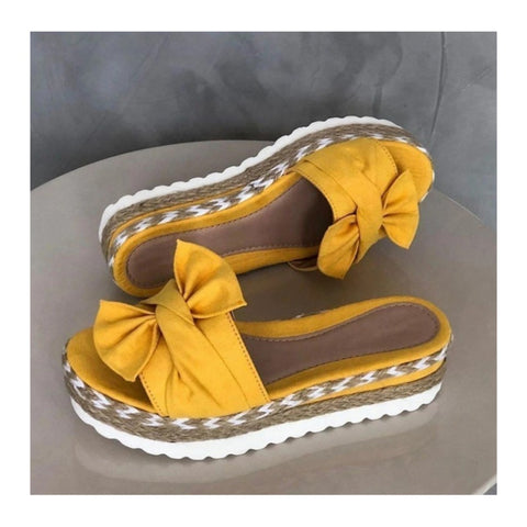 2023 Summer Popular Wedge Women's Sandals Cute Bow Decoration Comfortable Low Heel Women's Shoes size36-43