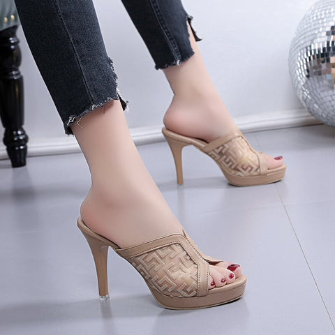 Woman Summer Genuine Leather Sandals Gold Open Toe Sandal Lace Dress Shoes Womens High Heels Sandals Pumps Ladies Shoes