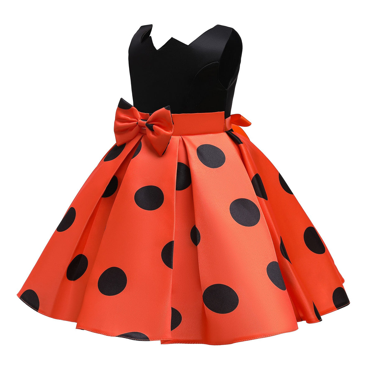 3-10 New children's Christmas party dress baby wedding prom dress girl birthday dress 3-12 years old polka dot skirt bow dress