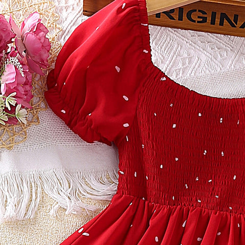 Summer Dress Baby Girl Cute Polka-dot Princess dress elegant party dress with puffy sleeves Princess skirt children's clothing