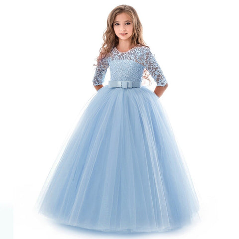 Girls Wedding Kids Dresses For Girl Party Dress Lace Princess Summer Teenage Children Princess Bridesmaid Dress 8 10 12 14 Years