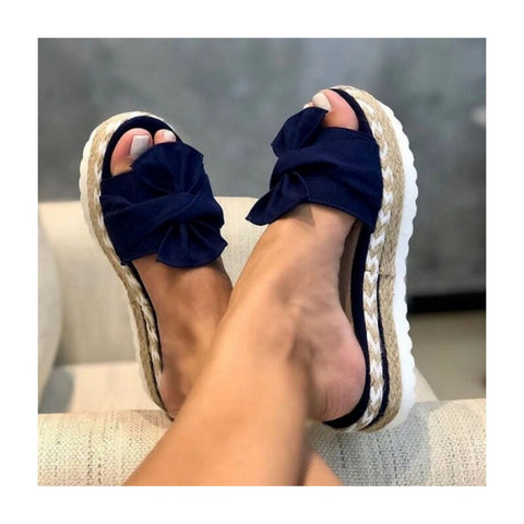 2023 Summer Popular Wedge Women's Sandals Cute Bow Decoration Comfortable Low Heel Women's Shoes size36-43