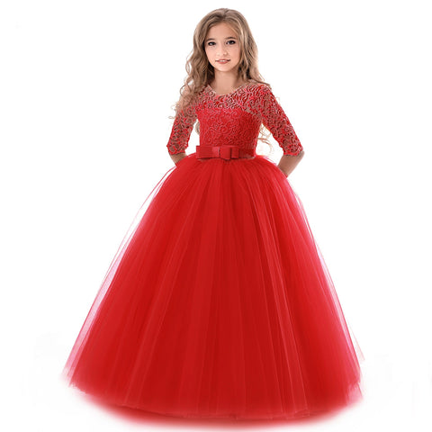 Girls Wedding Kids Dresses For Girl Party Dress Lace Princess Summer Teenage Children Princess Bridesmaid Dress 8 10 12 14 Years