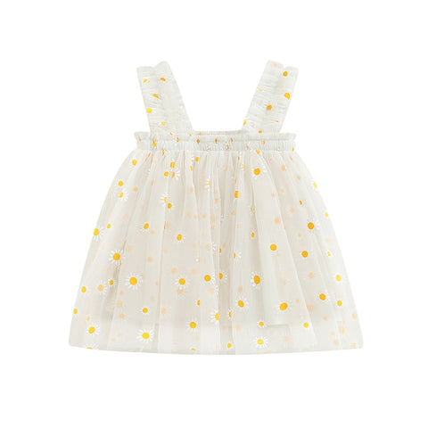 Toddler Dress Kids Girls Party 2023 Summer Sleeveless Daisy Floral Tutu Dress Layered Tulle Dress Princess Birthday Dresses