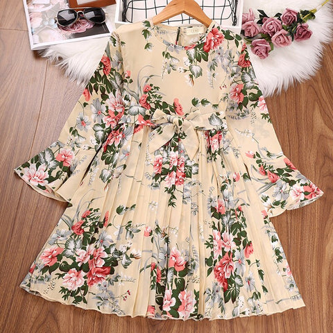 2023 New Autumn Spring Flower Princess Dresses For Girl 4-12 Years Full Sleeve Teenager Children Birthday Present Clothes
