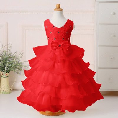 Flower Party Dress for Girl Sleeveless Elegant Birthday Princess Tutu Gown Wedding Evening Formal Prom Kid's Dresses for 3-10 Yr