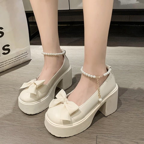 Lolita Shoes Women Japanese Girl Platform Black High Heels Fashion Mary Jane Chunky Platform Shoes Cosplay Female Sandals