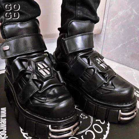 GOGD Brand Fashion Women's Platform Ankle Boots 2023 New Dark Punk Style High Heels Metal Decoration Design Y2k Gothic Shoes INS