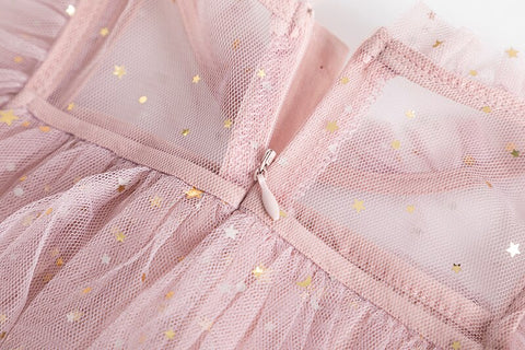 Little Girls Summer Dresses Sequins Tulle Kids Birthday Wedding Party Princess Dress 3 6 8 Yrs Elegant Children Casual Clothing