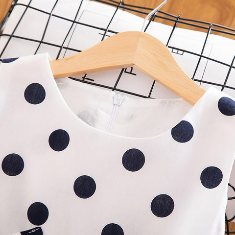 3-12 Years Girls Polka-Dot Dress 2023 Summer Sleeveless Bow Ball Gown Clothing Kids Baby Princess Dresses Children Clothes