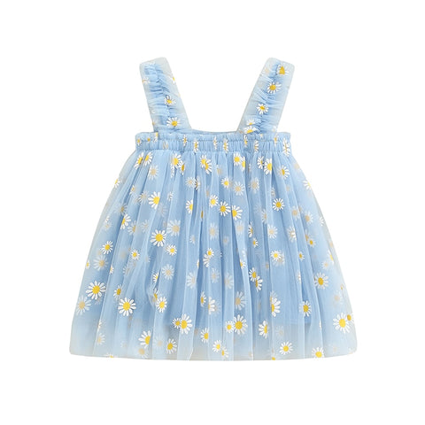 Toddler Dress Kids Girls Party 2023 Summer Sleeveless Daisy Floral Tutu Dress Layered Tulle Dress Princess Birthday Dresses