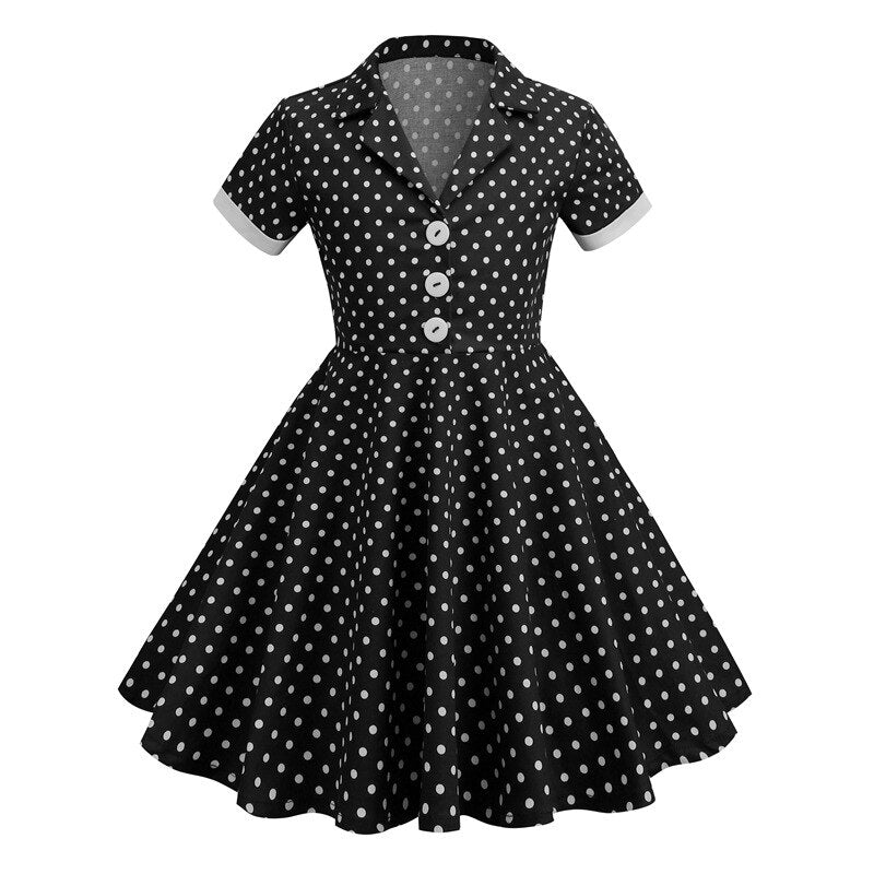 Kids Girls 50s Audrey Vintage Polka Dot Swing Party Rockabilly Dress Retro Peter Pan Doll Collar Wedding Casual Skater Dress