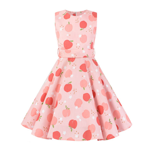 Children Summer Dresses Sleeveless Polka Dot Flower Performance Dress Retro Clothes Big Girls Fashion  Party Vestido Princesa