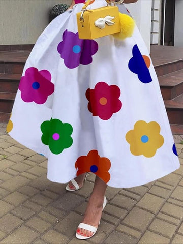 Uoozee 2023 New Women Sweet Style Floral Printed Square-Neck Elegant Party Evening A-Line Dress Summer Prom Midi Dresses