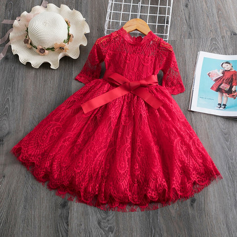 Girls Dress Embroidery Princess Party Autumn Spring Kids Children Clothes Elegant Purple And White 3-8T Lace Flower Girl Dresses