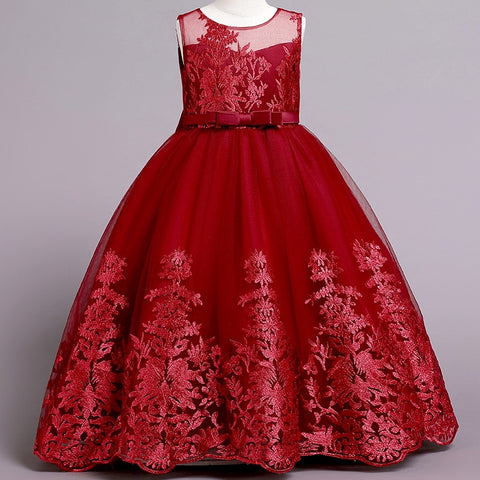 Girl Summer Lace Princess Dress Children Floral Gown Bow Dresses For Girls Clothing Kids Birthday Party Tutu Custome Vestidos