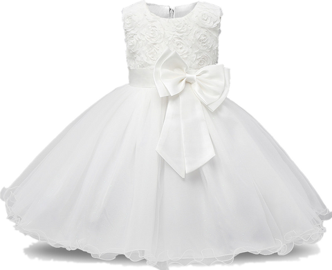 Flower Girls Dress Sleeveless Cute Bow Children Birthday Wedding Princess Party Gowns Sequins Kids Girls Formal Prom Dress