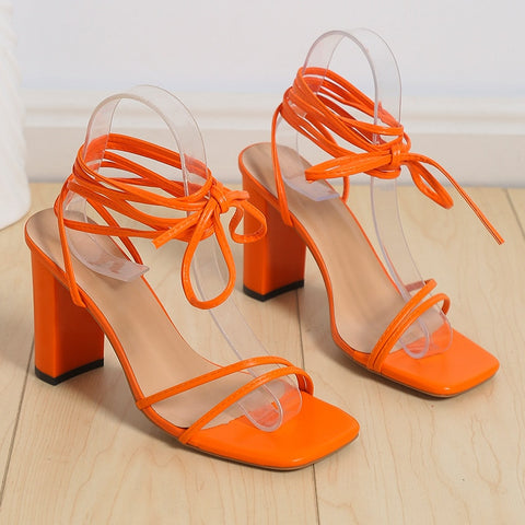 Woman Summer Ankle Strap Sandals Leather Cross-Tied High Heels Shoes Sexy Lace Up Party Sexy High Heel Wedding Shoes Size 35-43