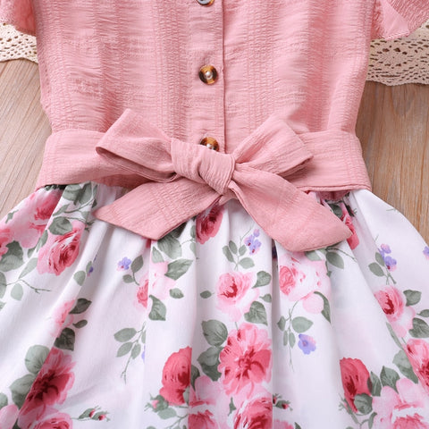 Humor Bear Girls Dress Flower Printed Princess Party Dress Toddler Children Clothes Kids Clothes For 2-6 Years