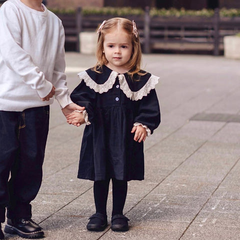 Girls Summer Dress Solid Color Girl Child Dress Long Sleeve Children Party Dresses Casual Style Costumes For Girls