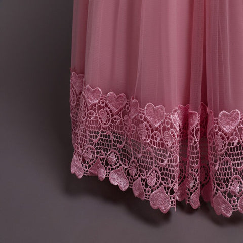 New Children Embroidery Fashion Dress Skirt Summer Long Lace Edge Princess Catwalk Dress Girls Flower Party Performance Dress