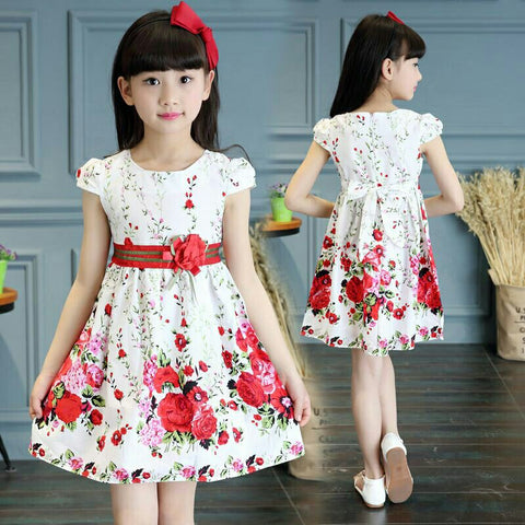 Flower Dress Girl Summer 2023 Birthday Party Sleeveless A-line Princess Tight Waist Dress Kids Clothes Girls 2 To 12 Zipper Cute