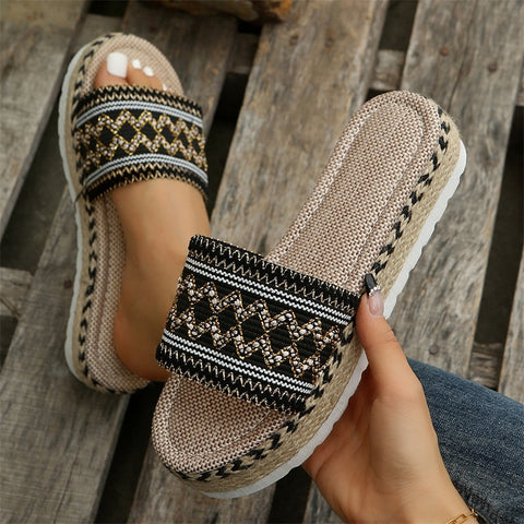Women's Slippers Platform Summer Shoes for Women 2023 New Beach Casual Heeled Sandals Bohemian Handmade Ladies