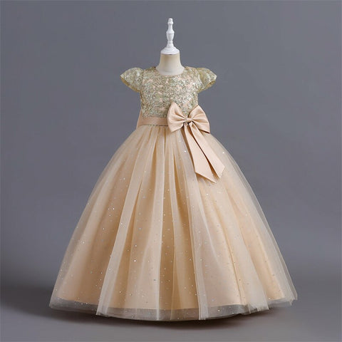 Baby Girl Dress Sequin Big Bow Birthday Party Wedding Dress For Girl Princess Evening Dresses Kids Clothes 4-14 Years