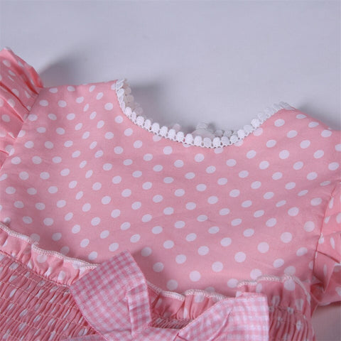 Pettigirl New Kids Princess Dresses for Baby Girls Summer Cotton Pink Polka Dot Dresses Clothese Size 2345681012Years & Hairband